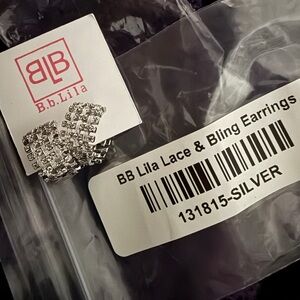 NEW BB Lila Silver Lace & Bling Earrings